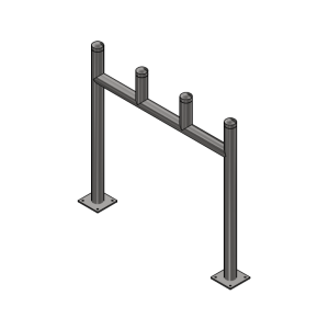 Dubbele vloerstandaard met 4 armen met diverse lengtes